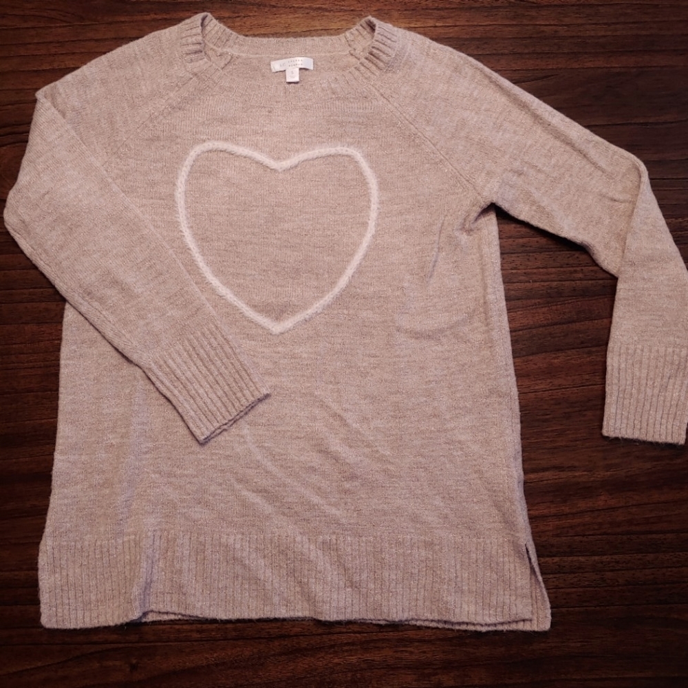 Lauren Conrad Crew Neck Sweater with Heart Detail
